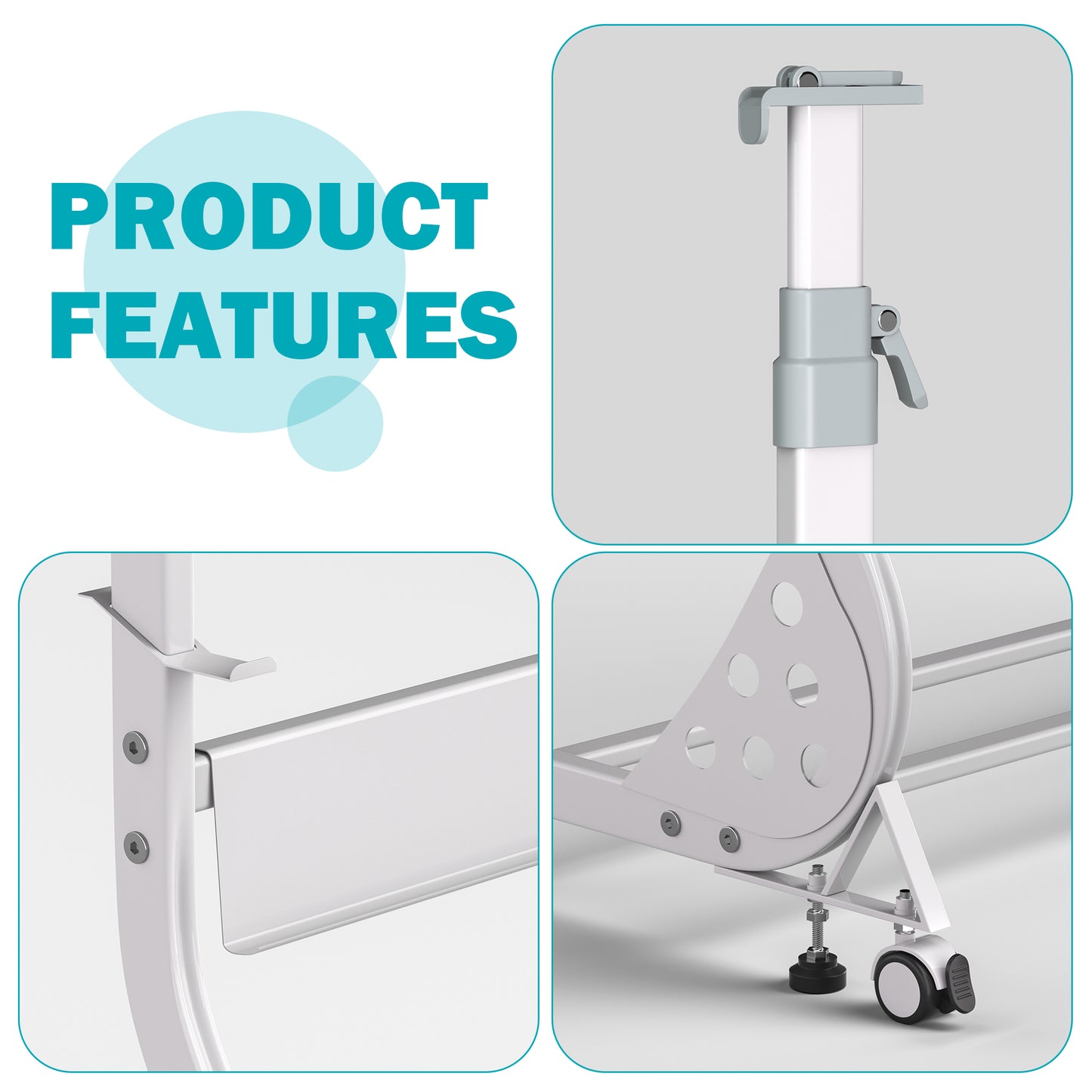 ZHIDIAN Universal Mobile Stand Only, Height & Width Adjustable Stand On Wheels, Stand for Whiteboard, Chalkboard, Glass Dry Erase board, Interactive whiteboard, Drawing Board