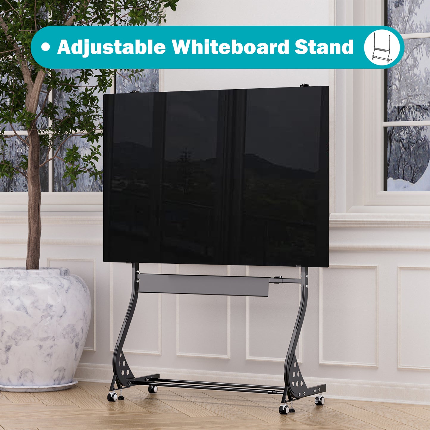 ZHIDIAN Universal Mobile Stand Only, Height & Width Adjustable Stand On Wheels, Stand for Whiteboard, Chalkboard, Glass Dry Erase board, Interactive whiteboard, Drawing Board