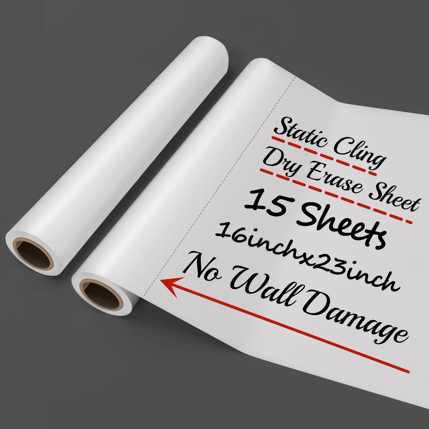 2 Roll Static Cling Dry Erase Sheets, Removable Reusable Whiteboard Poster Paper for Wall, Portable White Board Dry Erase Wallpaper 16.5x23-30 Sheets