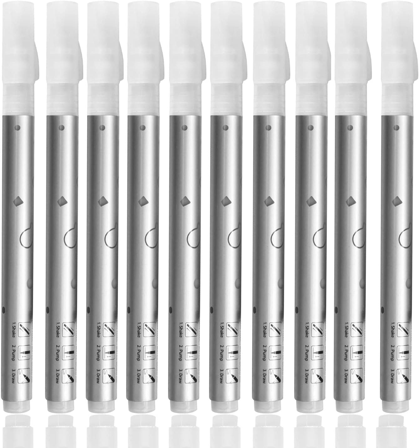 Black Glass Board Dry Erase Markers Pens,White Chalk Markers for Chalkboards, Signs, Windows, Blackboard,Glass,Reversible Dual-Tip Design Glass Blackboard Pens(White, 10 Pack)