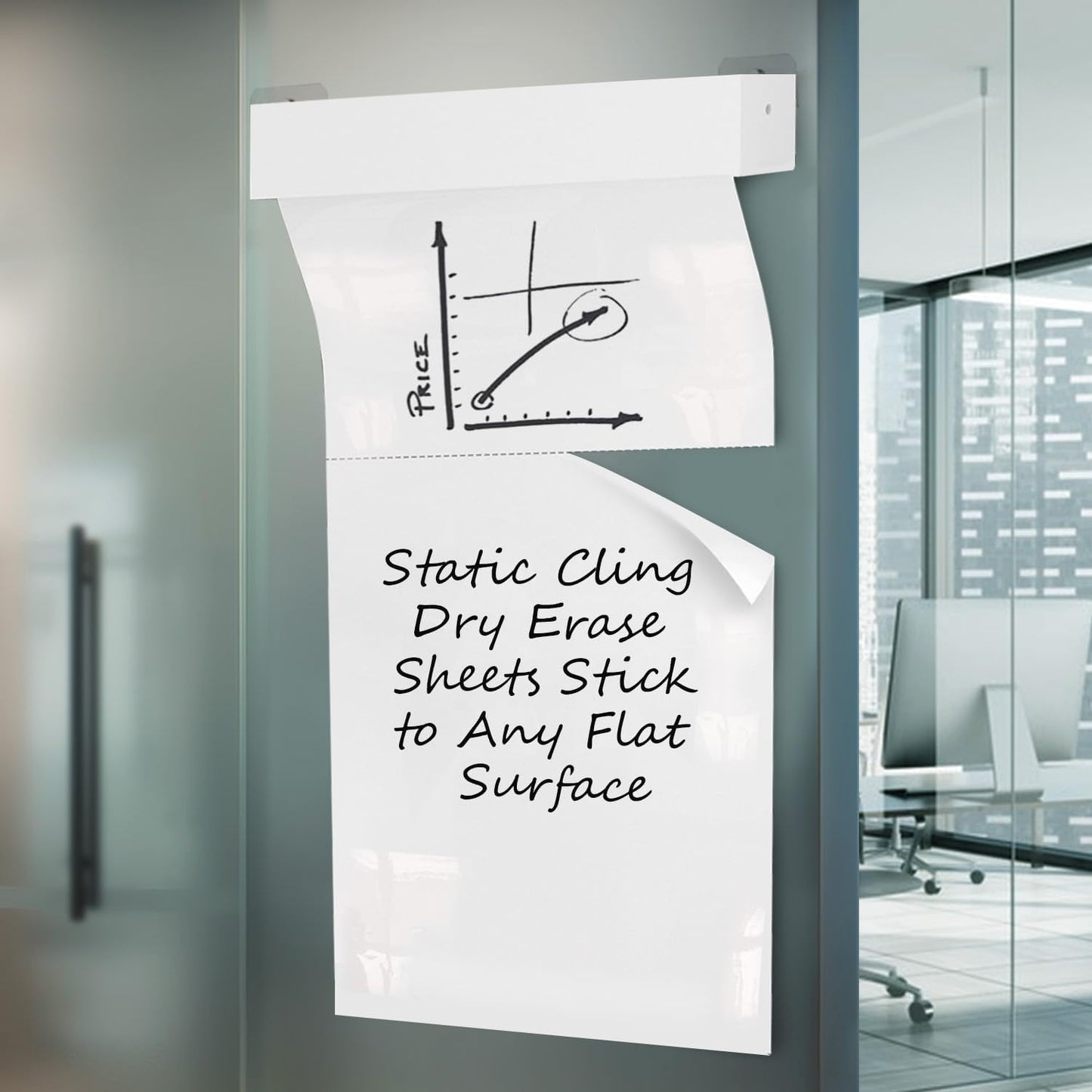 Static Cling Dry Erase Sheets, Removable Reusable Restickable Whiteboard Poster Paper for Wall, Portable White Board Wallpaper with Acrylic Box