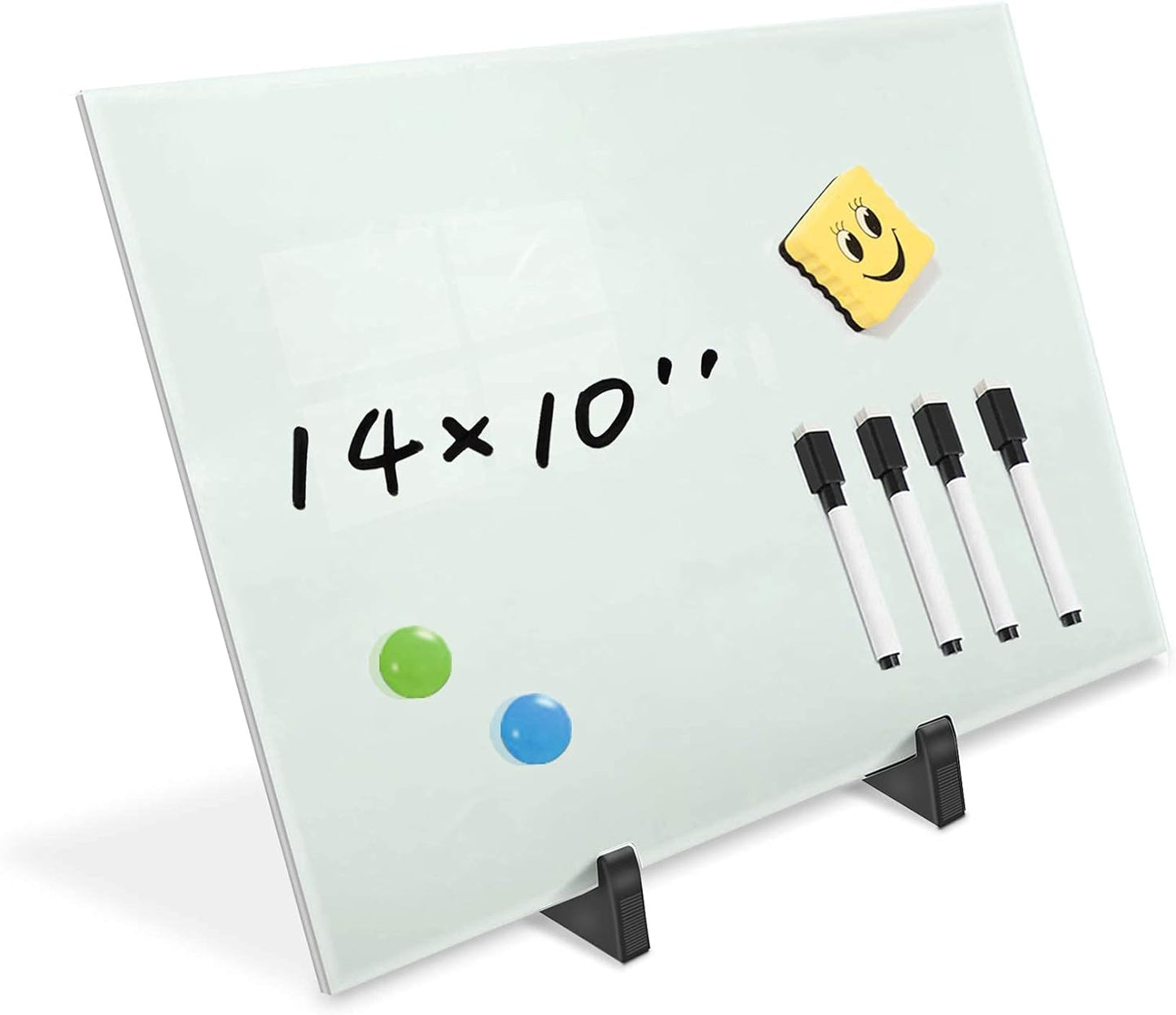 Black Magnetic Glass Board Desktop Easel, 16x12" Black Dry Erase Board for Desk, Tabletop Glass Whiteboard on Adjustable Stand, ZHIDIAN Portable Tempered Glass Board for Office Home