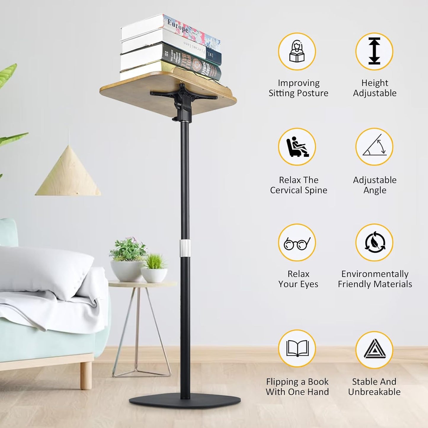 Music Stand for Sheet Music, 4-in-1 Book Holders for Reading Hands Free, Book Stand for Reading, Projector Stand with 180° Rotation Height Adjustable Book Holder Stand for Laptop - 170 cm