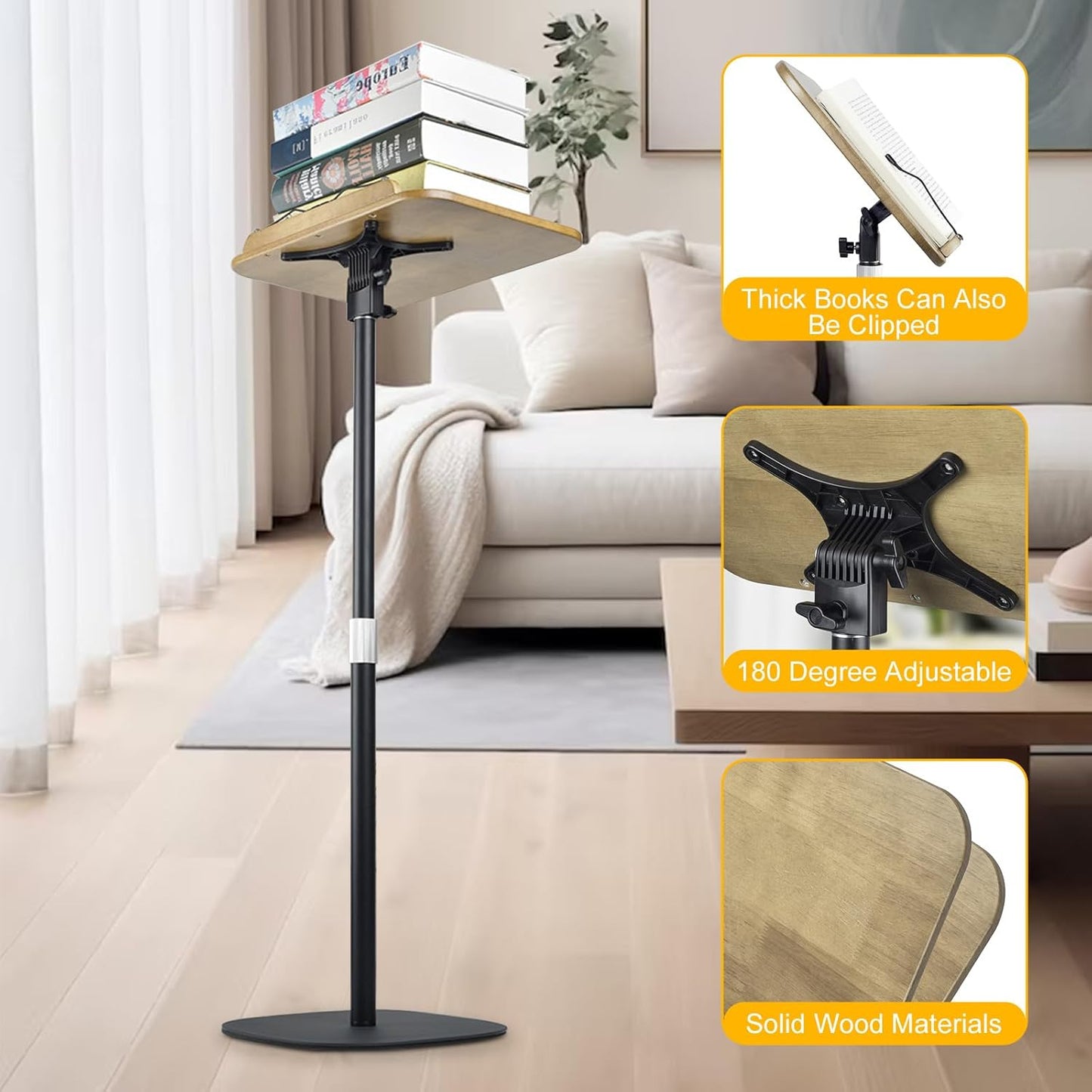 Music Stand for Sheet Music, 4-in-1 Book Holders for Reading Hands Free, Book Stand for Reading, Projector Stand with 180° Rotation Height Adjustable Book Holder Stand for Laptop - 170 cm