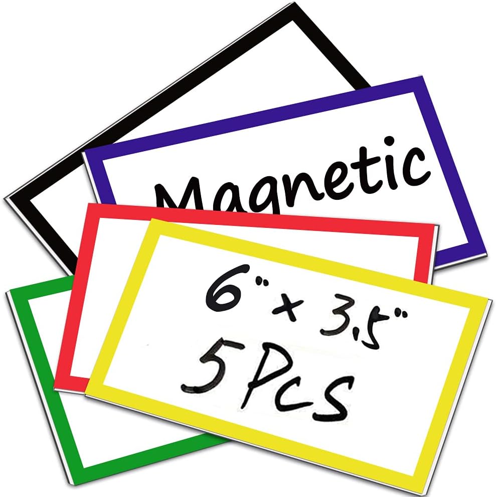 Large Magnetic Dry Erase Labels 4x1.5, 30Pcs Thick Reusable Writable Dry-Erase Magnets Strips Rectangle Removable Big Name Plate Tags for Whiteboard Fridge Cabinet Classroom Locker
