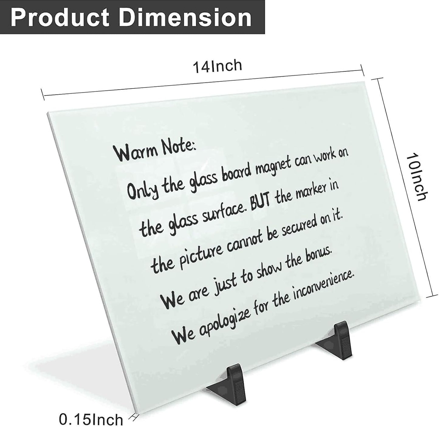 Black Magnetic Glass Board Desktop Easel, 16x12" Black Dry Erase Board for Desk, Tabletop Glass Whiteboard on Adjustable Stand, ZHIDIAN Portable Tempered Glass Board for Office Home