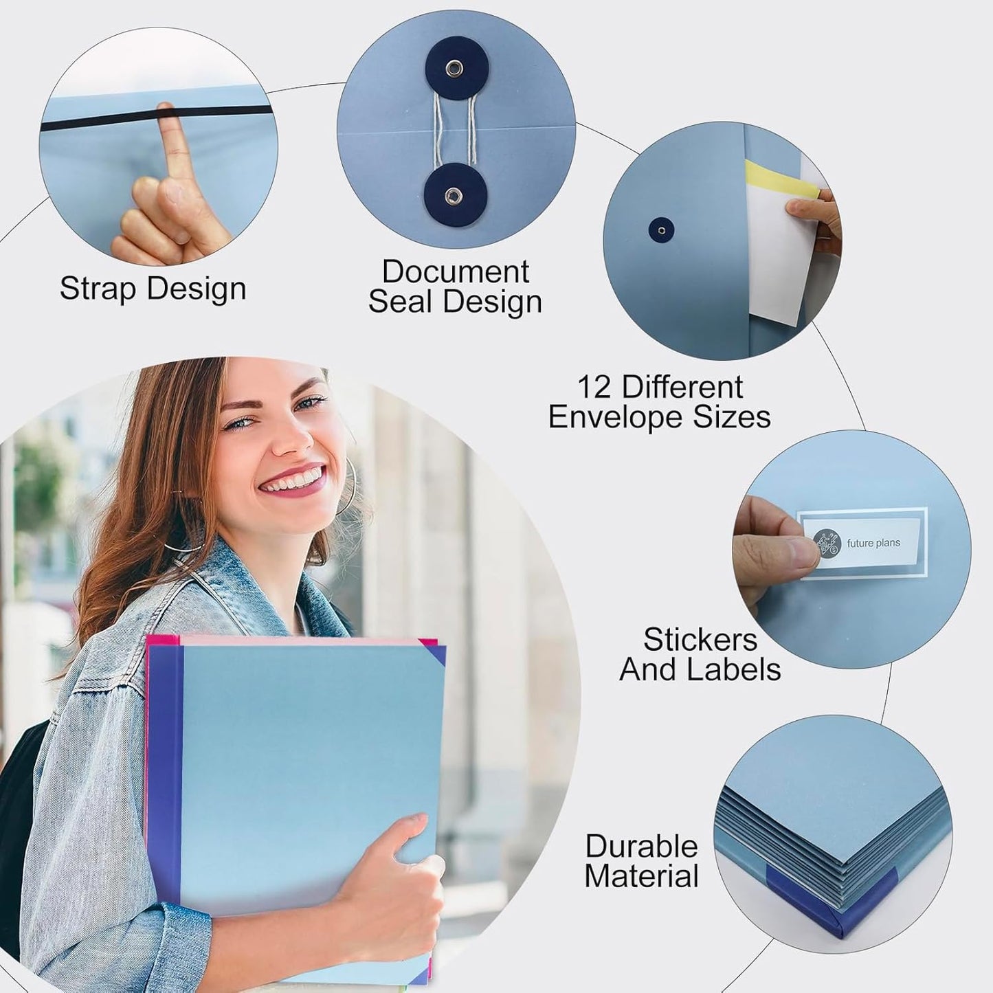 Document Organizer,Folio Folders with Pockets,File Organizer for Paper,Important Documents, Expanding File Folder for Office and School,in Case I Go Missing Binder(Blue,2In Thick)