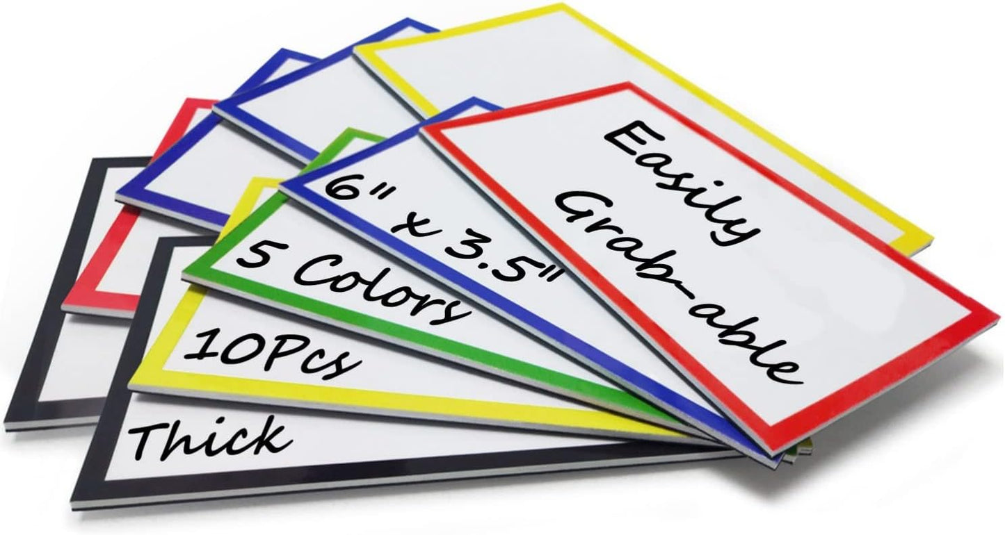 Large Magnetic Dry Erase Labels 4x1.5, 30Pcs Thick Reusable Writable Dry-Erase Magnets Strips Rectangle Removable Big Name Plate Tags for Whiteboard Fridge Cabinet Classroom Locker