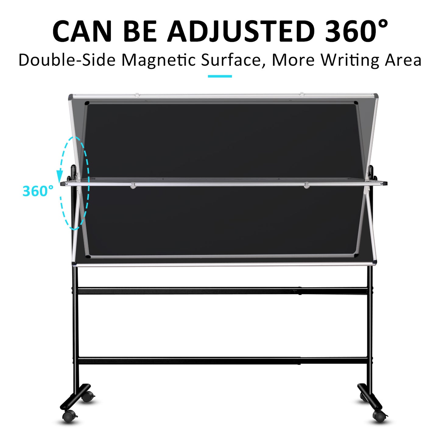 Rolling Whiteboard, Mobile Magnetic Dry Erase Board with Stand for Office School Home (Black - 36 x 24 in)