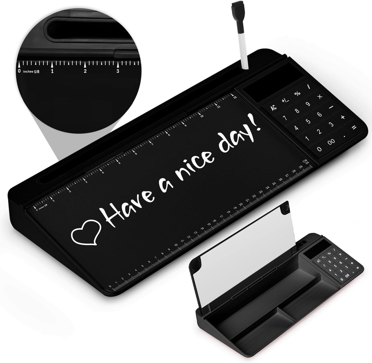 Desktop Glass Whiteboard with Mirror & Calculator