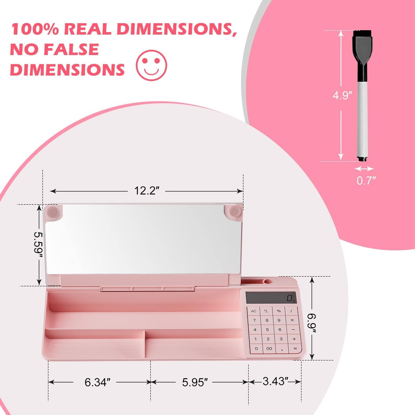 Desktop Glass Whiteboard with Mirror & Calculator