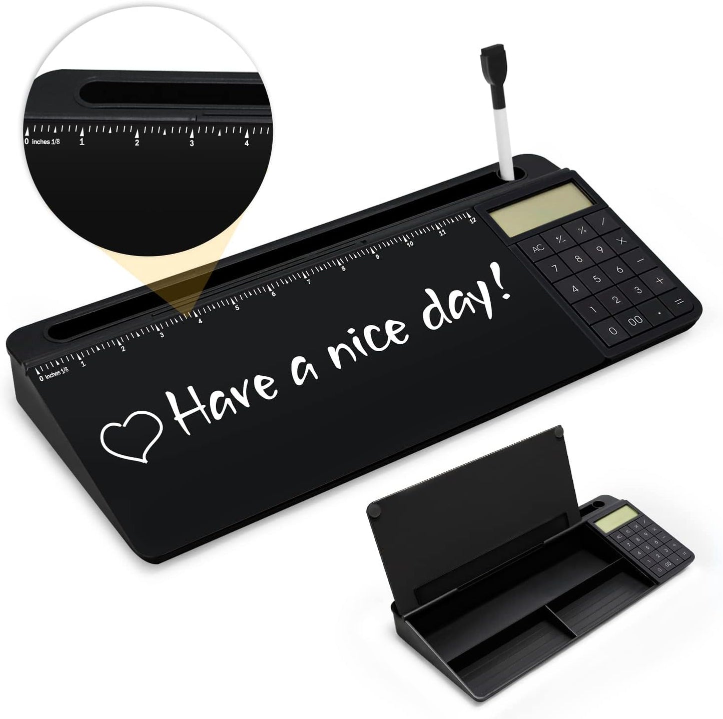 Desktop Glass Whiteboard with Mirror & Calculator