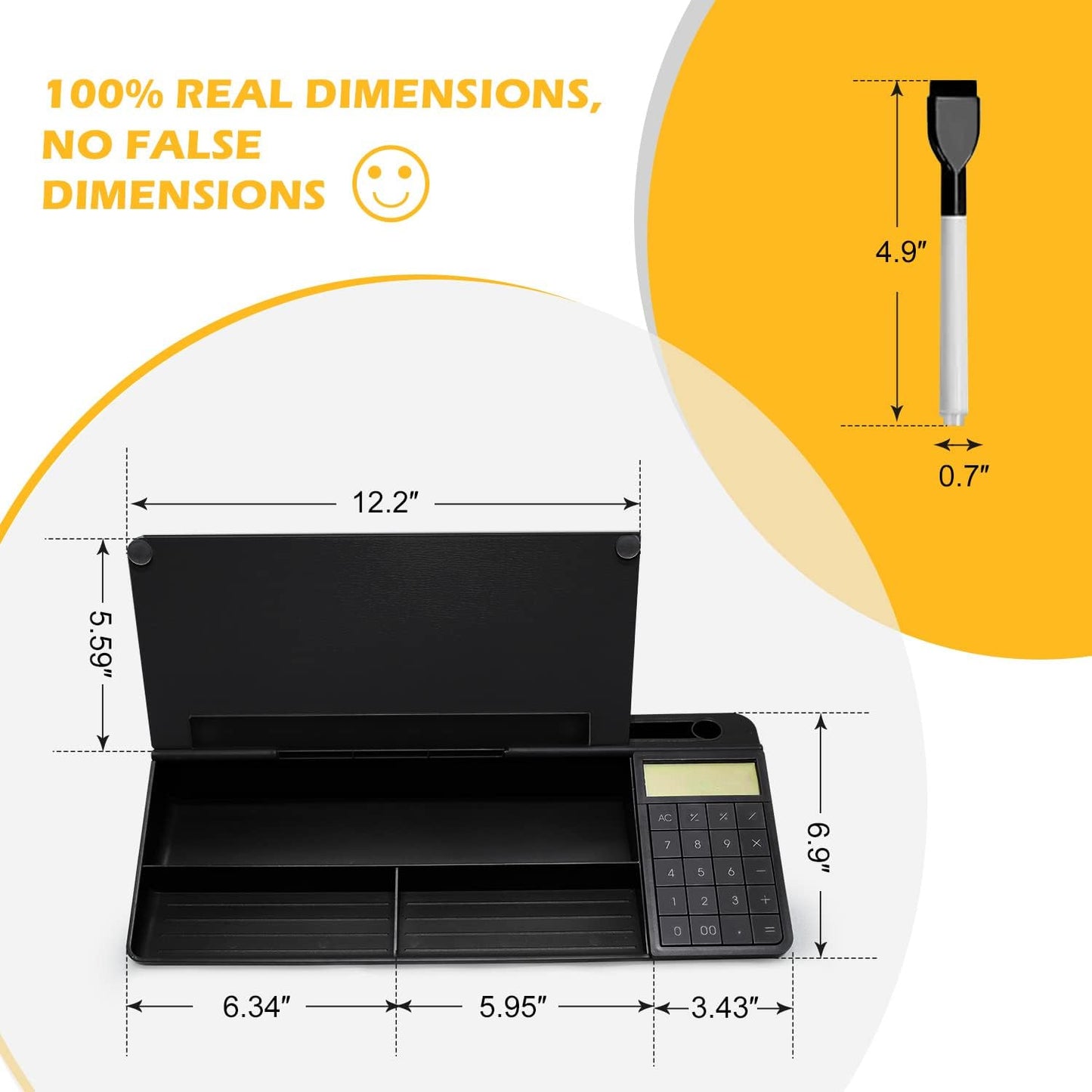 Desktop Glass Whiteboard with Mirror & Calculator