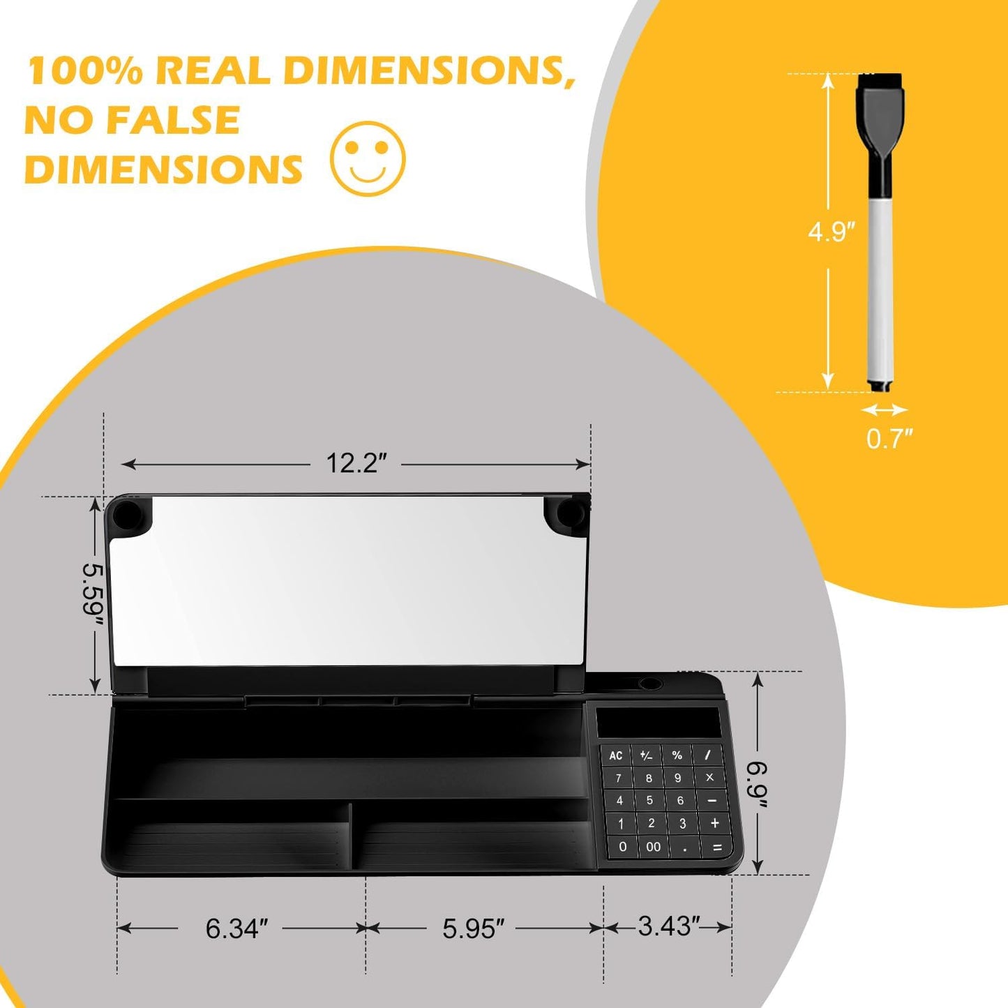 Desktop Glass Whiteboard with Mirror & Calculator