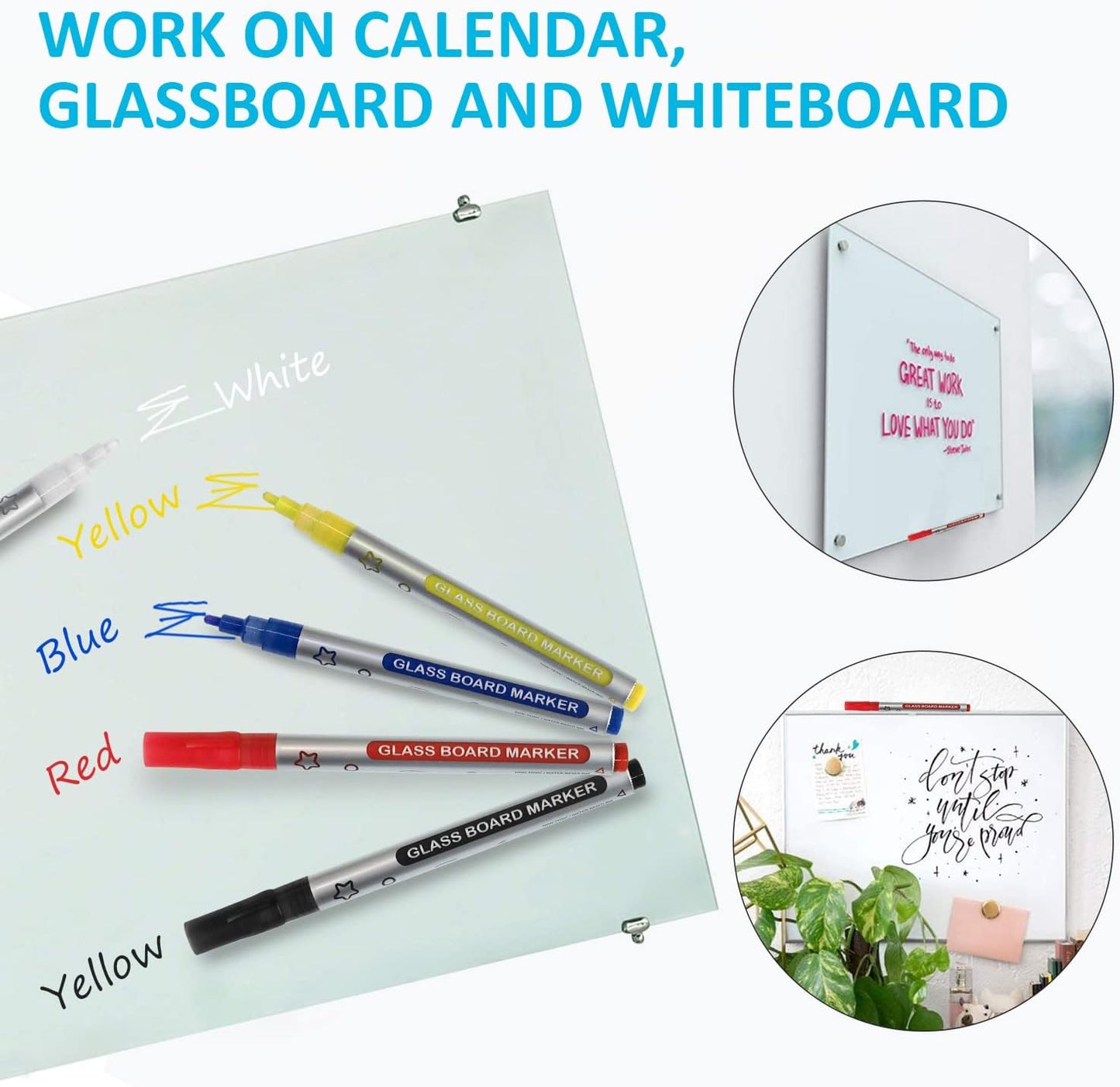 Black Glass Board Dry Erase Markers Pens,White Chalk Markers for Chalkboards, Signs, Windows, Blackboard,Glass,Reversible Dual-Tip Design Glass Blackboard Pens(White, 10 Pack)
