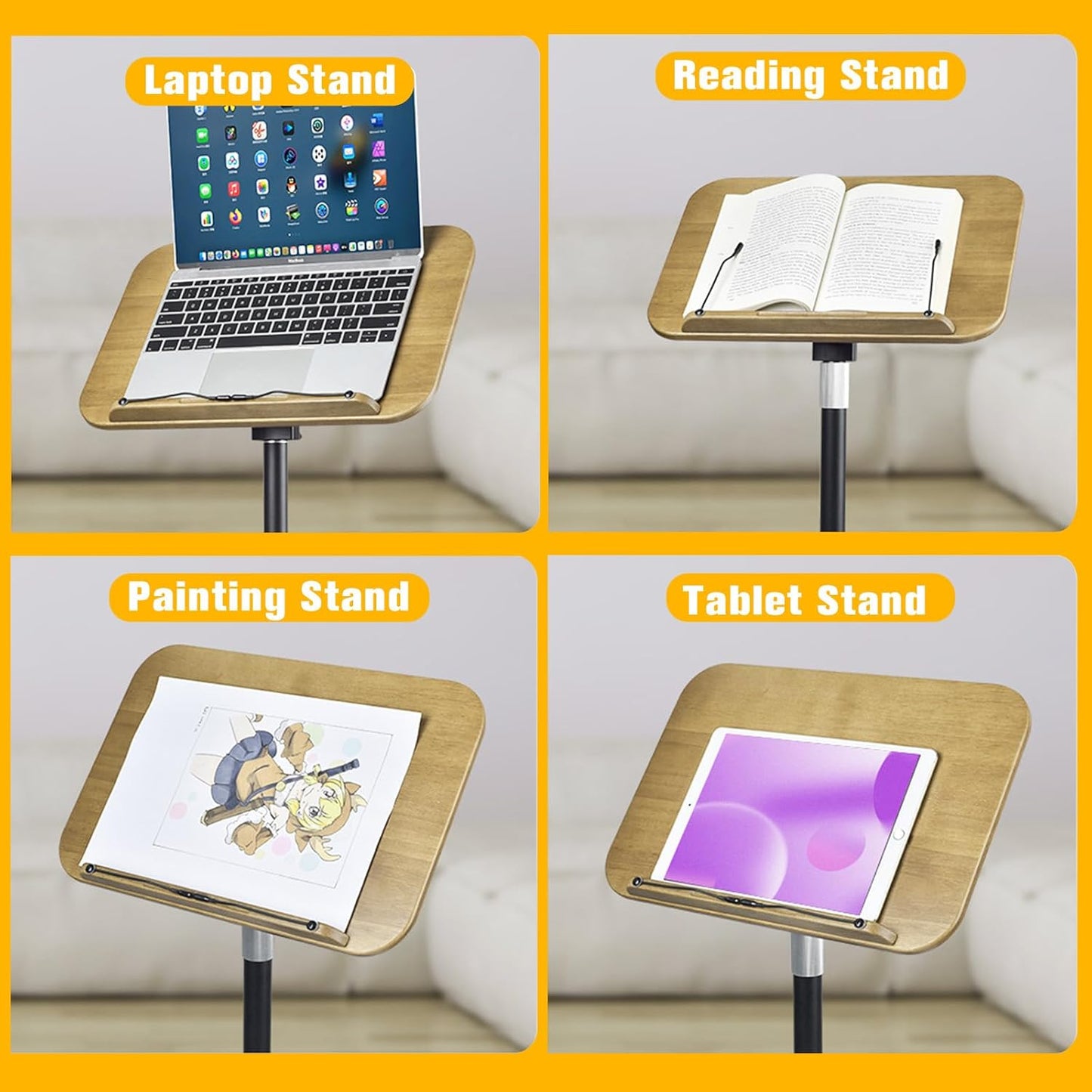 Music Stand for Sheet Music, 4-in-1 Book Holders for Reading Hands Free, Book Stand for Reading, Projector Stand with 180° Rotation Height Adjustable Book Holder Stand for Laptop - 170 cm