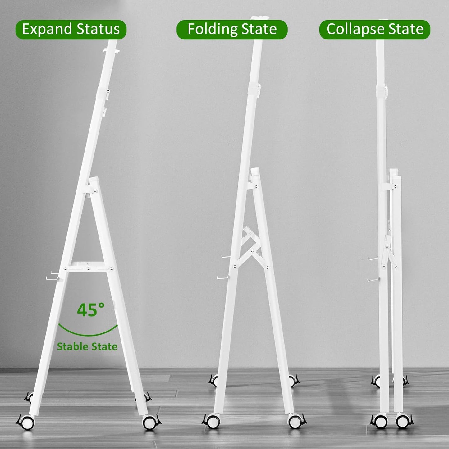ZHDIAN A-Frame Foldable Whiteboard Stand, Height and Width Adjustable, Mobile Stand with Wheels for dry erase board, Chalkboard, Glass Board