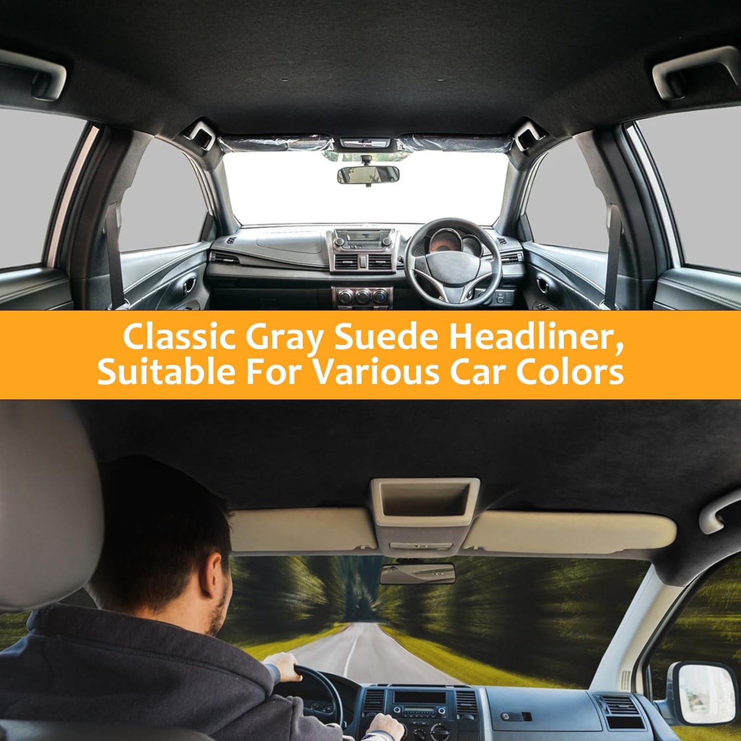 Suede Headliner Fabric with Foam Backing Material - Automotive/Home Micro-Suede Headliner Flame Retardant Fabric for Car Replacement/Repair/DIY, 36x24in