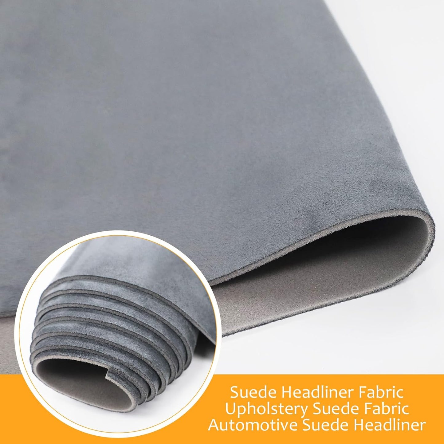 Suede Headliner Fabric with Foam Backing Material - Automotive/Home Micro-Suede Headliner Flame Retardant Fabric for Car Replacement/Repair/DIY, 36x24in