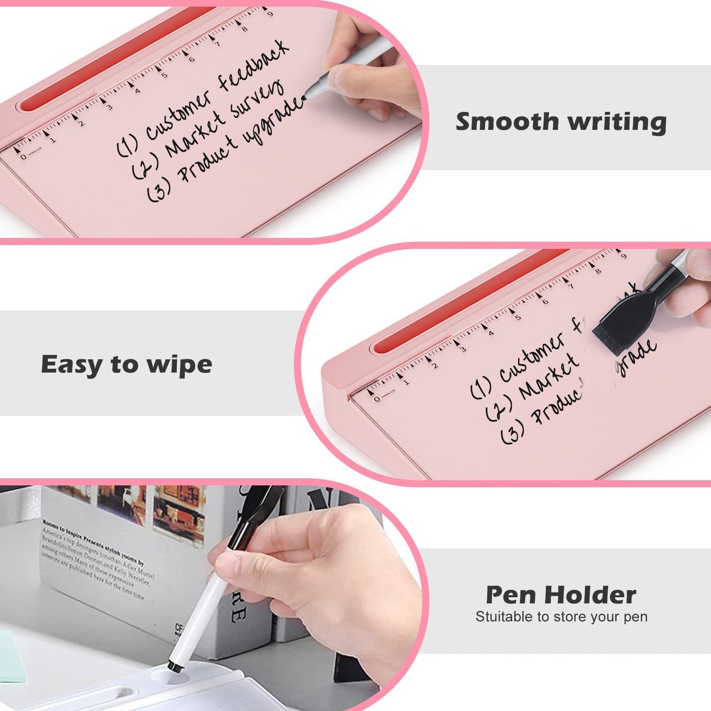 Desktop Glass Whiteboard with Mirror & Calculator