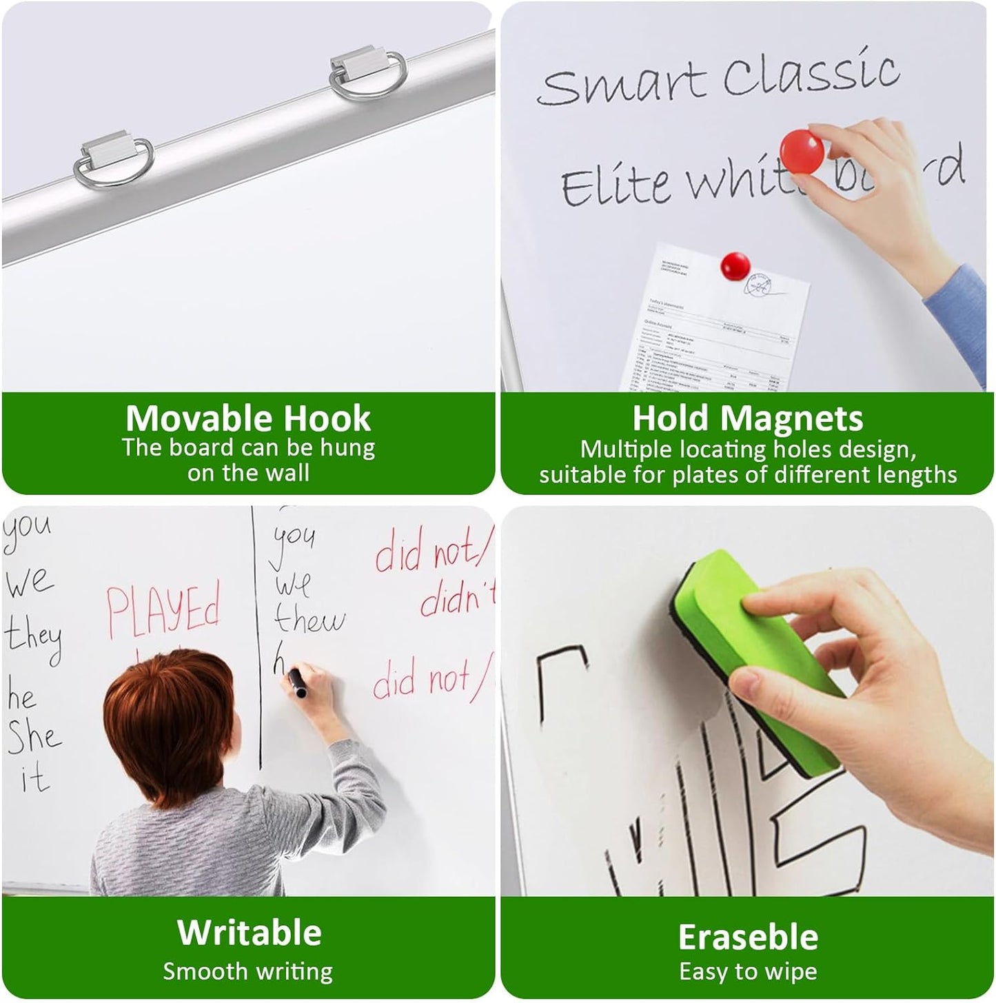 Double-Sided Magnetic Dry Erase Whiteboard Height & Width Adjustable, A-Frame Foldable Stand White Board on Wheels, 48 x 36 Mobile Dry Erase Board
