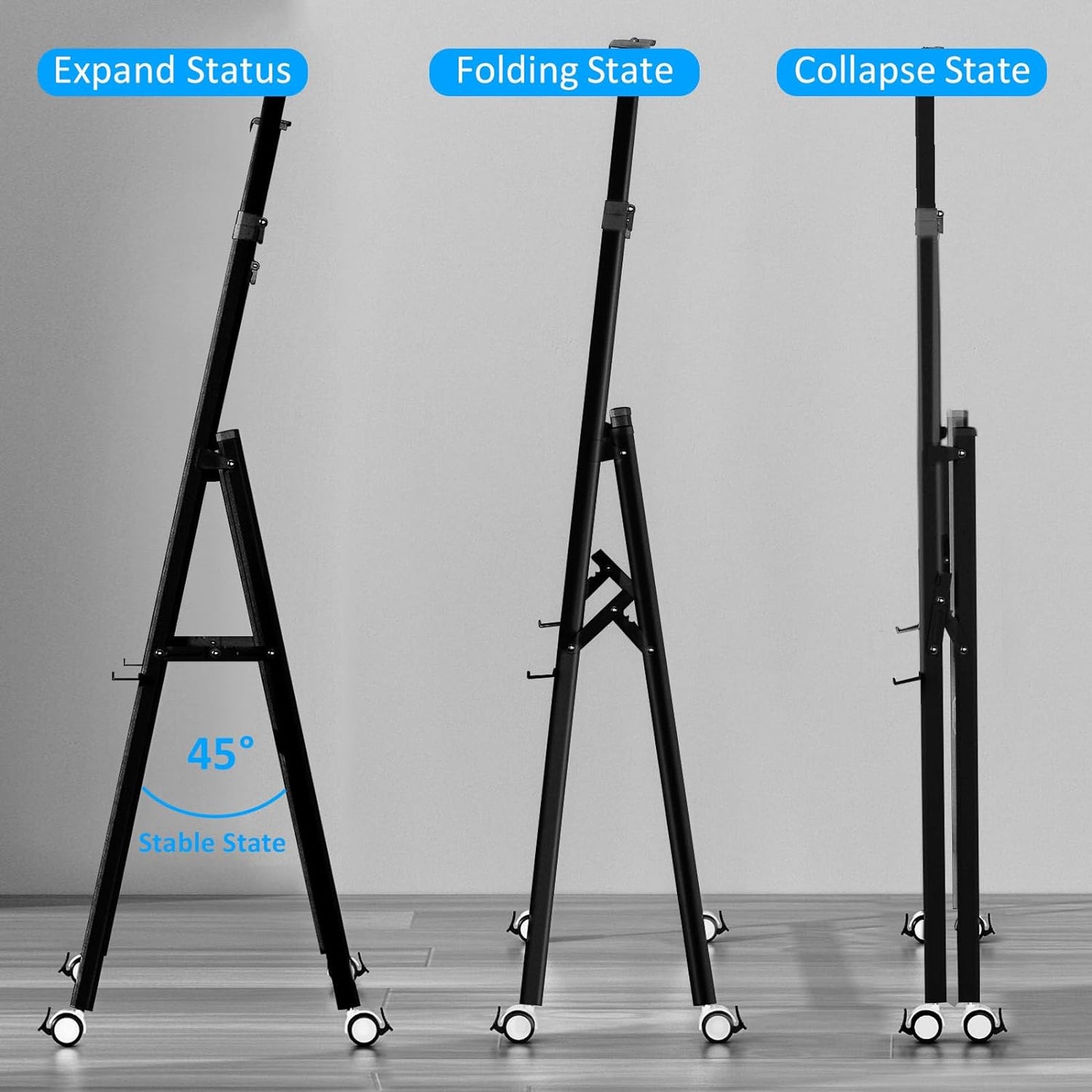 ZHDIAN A-Frame Foldable Whiteboard Stand, Height and Width Adjustable, Mobile Stand with Wheels for dry erase board, Chalkboard, Glass Board
