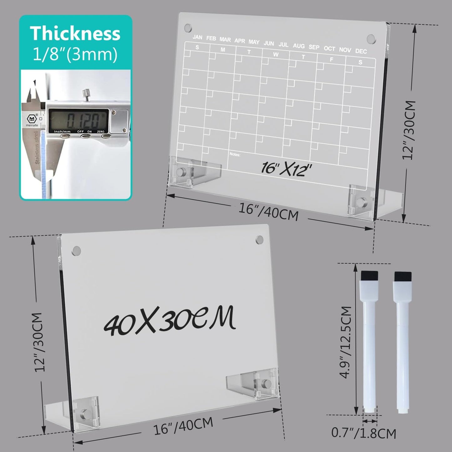 Desktop Black Dry Erase Board with Stand, Magnetic Acrylic Calendar Black Whiteboard Desk Easel, Mini Weekly Menu Daily Planner Chalk Board Blackboard to Do List Board, 2Pack-8x6"