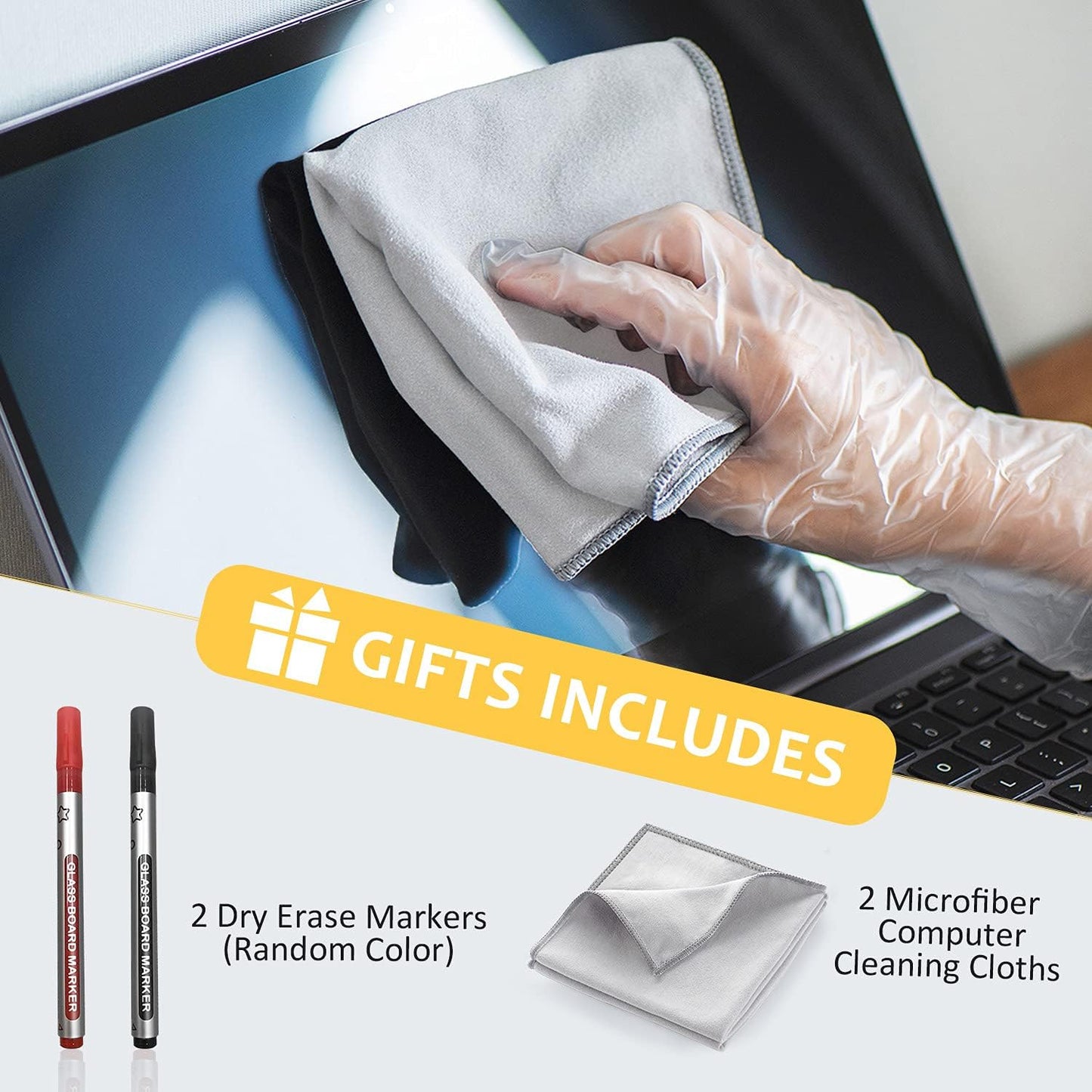 Dry Erase Desk Mat for Making Plans,27.5"x13.8" Writable & Erasable Desk Mouse Pad with 2 Markers & 2 Cloths,Waterproof Writing Desk Pad for Office Home School (Black)