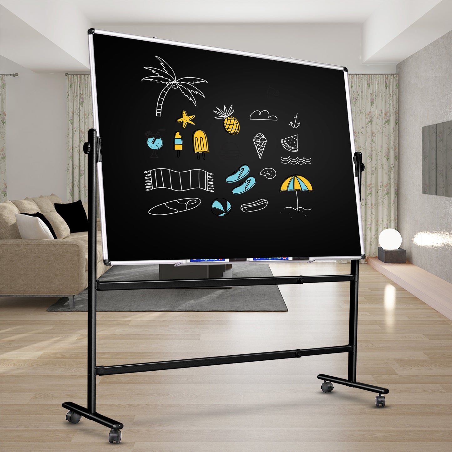 Rolling Whiteboard, Mobile Magnetic Dry Erase Board with Stand for Office School Home (Black - 36 x 24 in)