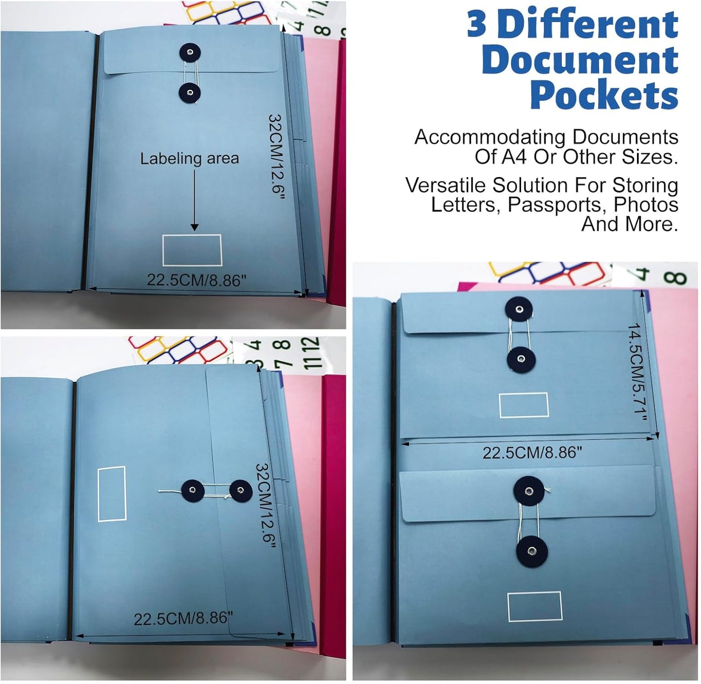 Document Organizer,Folio Folders with Pockets,File Organizer for Paper,Important Documents, Expanding File Folder for Office and School,in Case I Go Missing Binder(Blue,2In Thick)