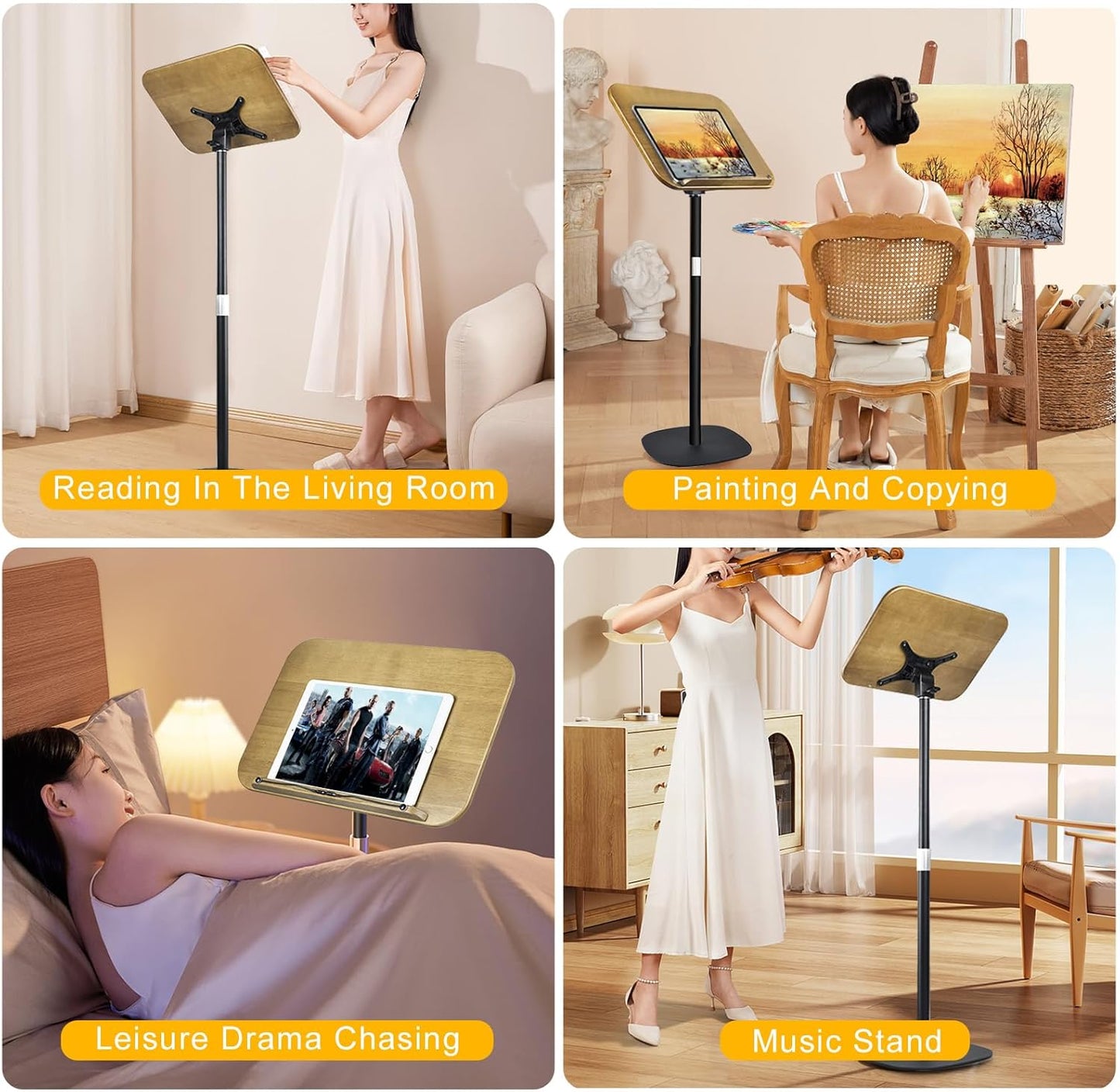 Music Stand for Sheet Music, 4-in-1 Book Holders for Reading Hands Free, Book Stand for Reading, Projector Stand with 180° Rotation Height Adjustable Book Holder Stand for Laptop - 170 cm