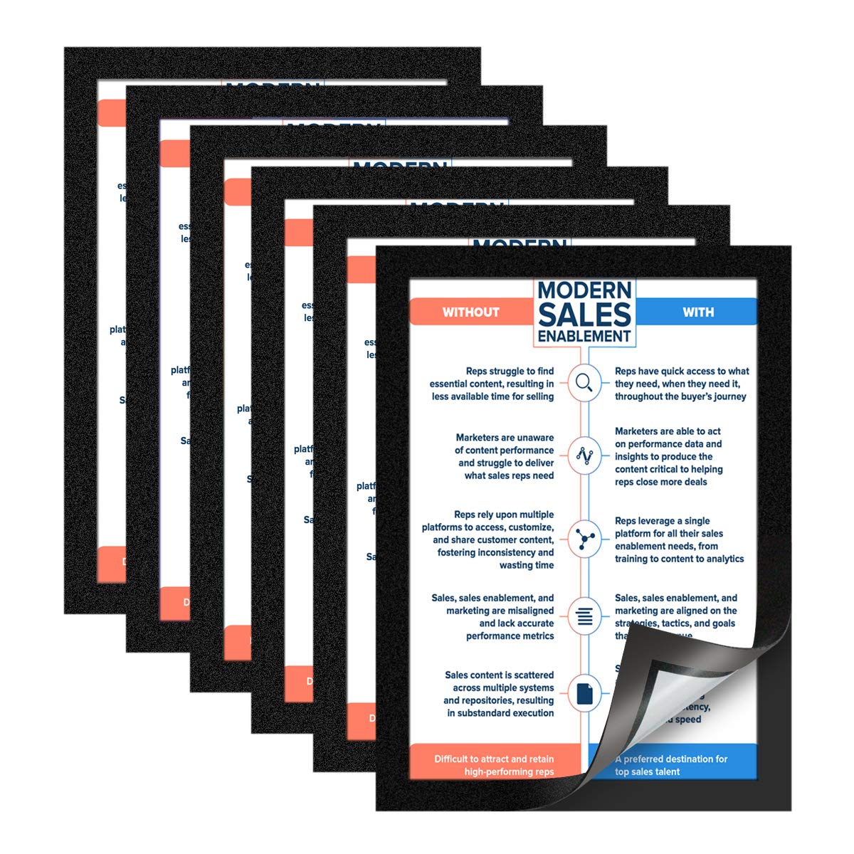ZHIDIAN Document Sign Holder Black Pockets with Adhesive Back,8.5 x 11.6 Inches,12 Pack