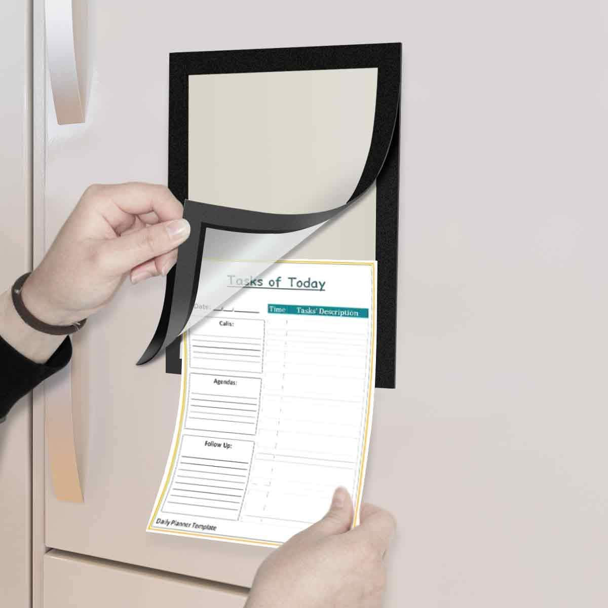 ZHIDIAN Document Sign Holder Black Pockets with Adhesive Back,8.5 x 11.6 Inches,12 Pack
