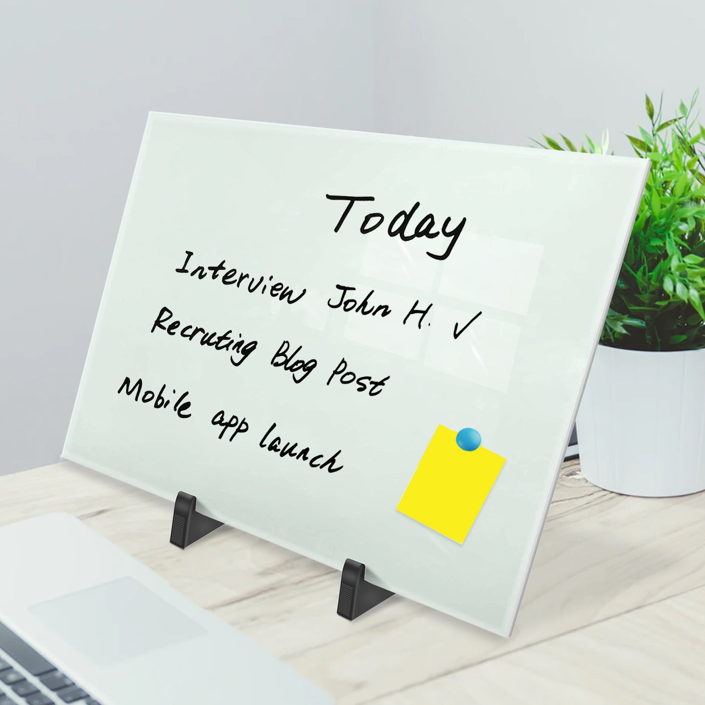 ZHIDIAN Small Glass Dry Erase Board Desktop Easel - 10 x 14 inches