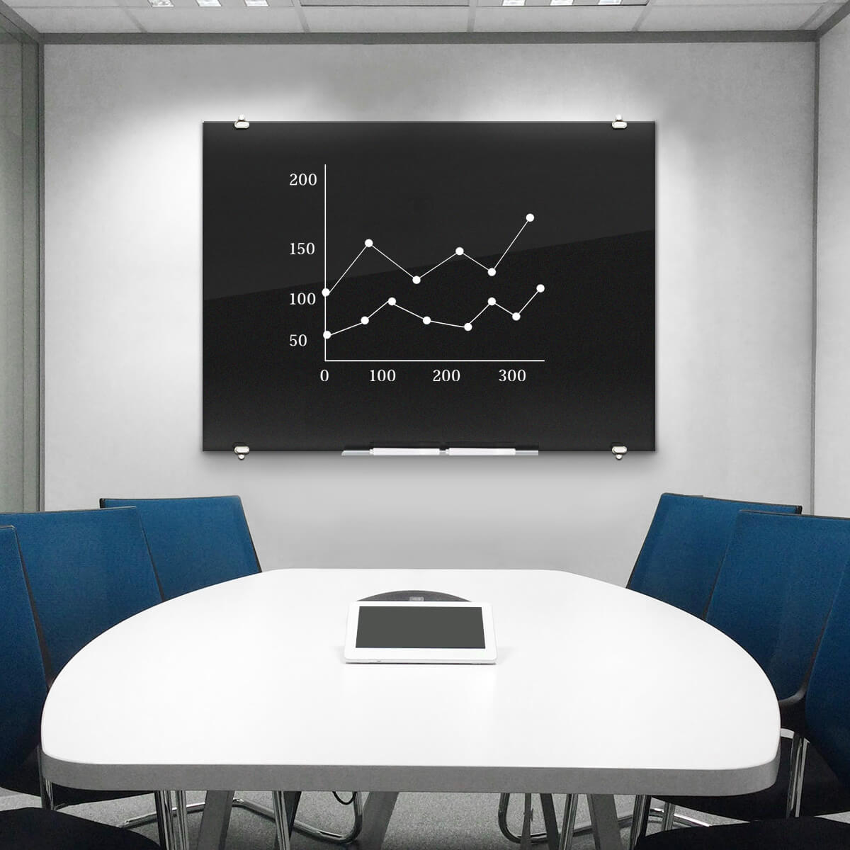 ZHIDIAN Black Glass Dry Erase Board, Magnetic Glass Whiteboard with Black Surface for Office School Home, 4 Markers, 1 Eraser, 4 Magnets