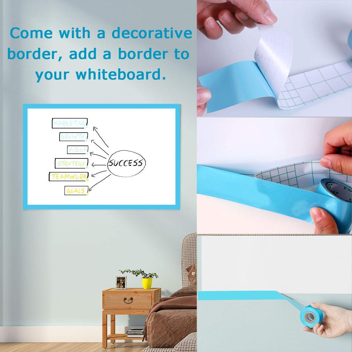 ZHIDIAN Large Whiteboard Wall Sticker, 48 x 36 Inch Magnetic Removable Dry Erase Board Non-Adhesive Thick Wall Decal Paper, Includes 2 Markers, 6 Magnets
