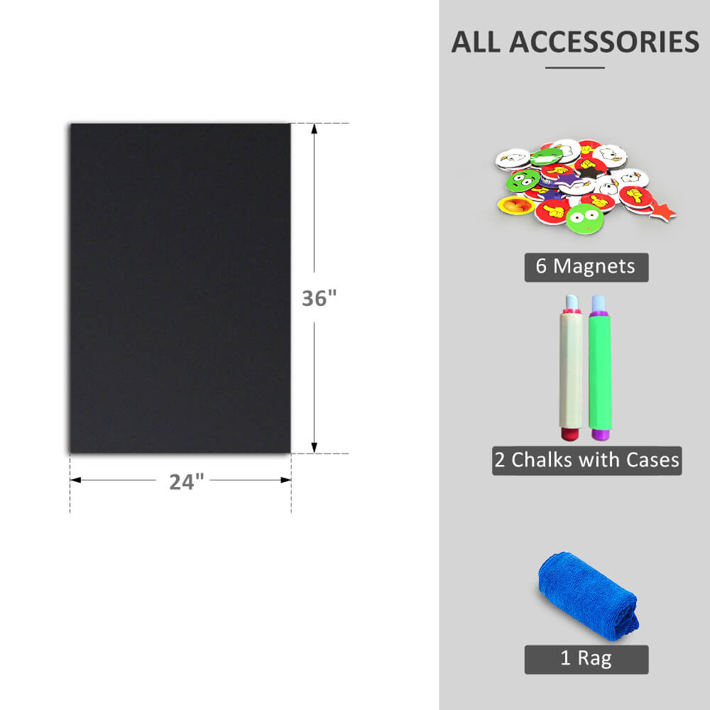 ZHIDIAN Chalkboard Roll Magnetic Receptive Blackboard Wall Sticker with Chalks, 36" x 24", Non-Adhesive Back Removable Reusable Thick Chalkboard for School Classroom/Office/Home