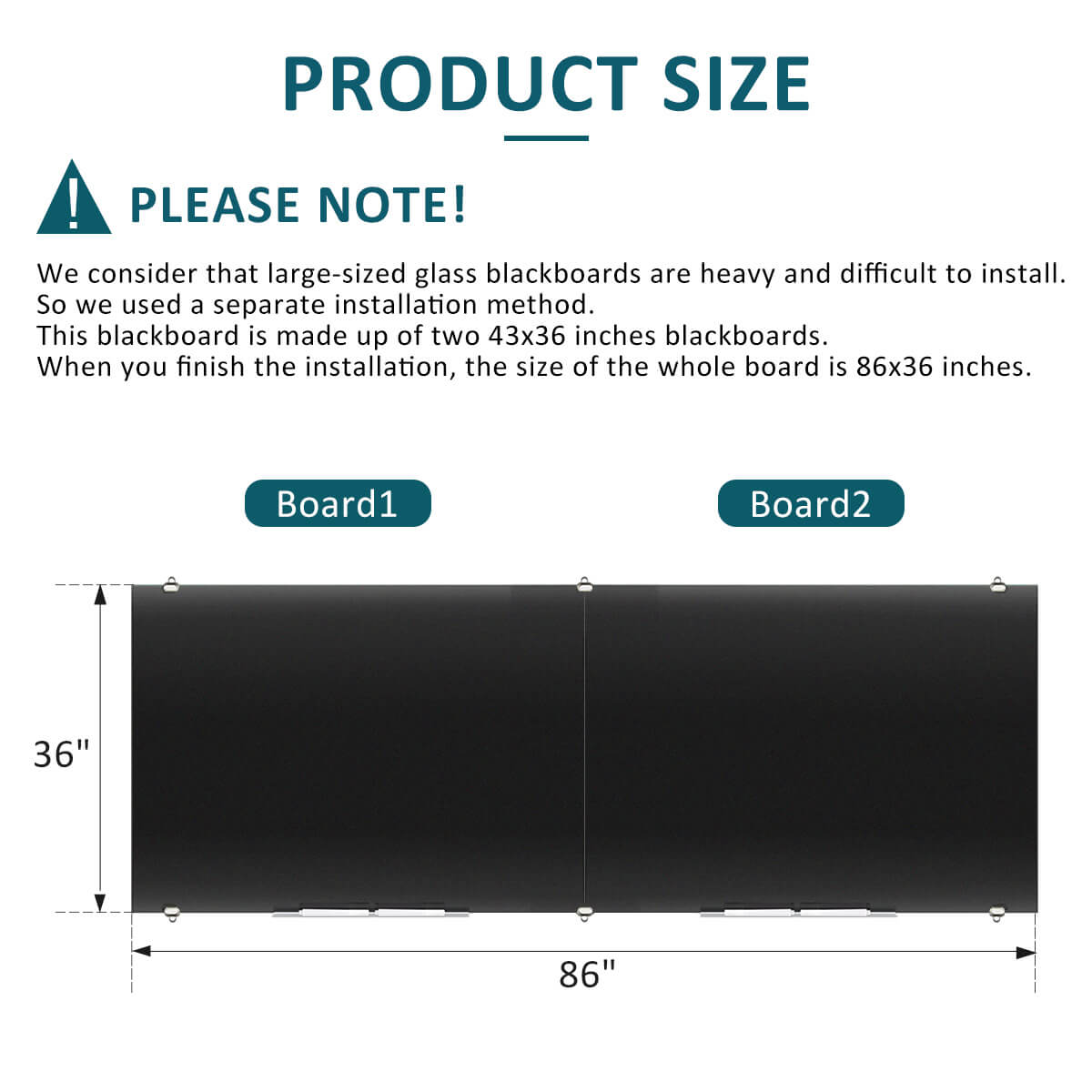 ZHIDIAN Black Glass Dry Erase Board, Magnetic Glass Whiteboard with Black Surface for Office School Home, 4 Markers, 1 Eraser, 4 Magnets