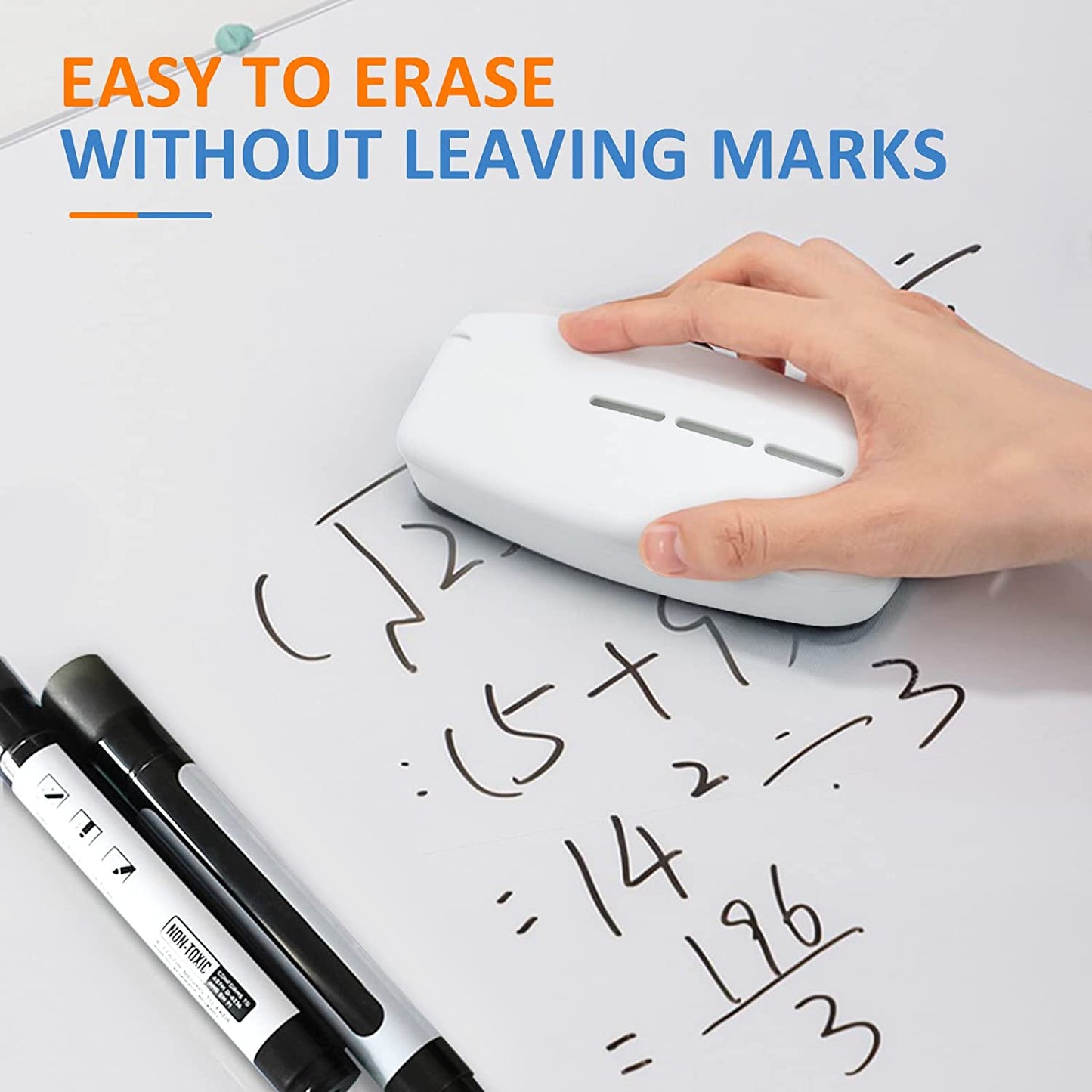 Magnetic Dry Erase Erasers All-in-One Whiteboard Spray Eraser for White Board,Glass Board with Free 6 Liquid Chalk Markers