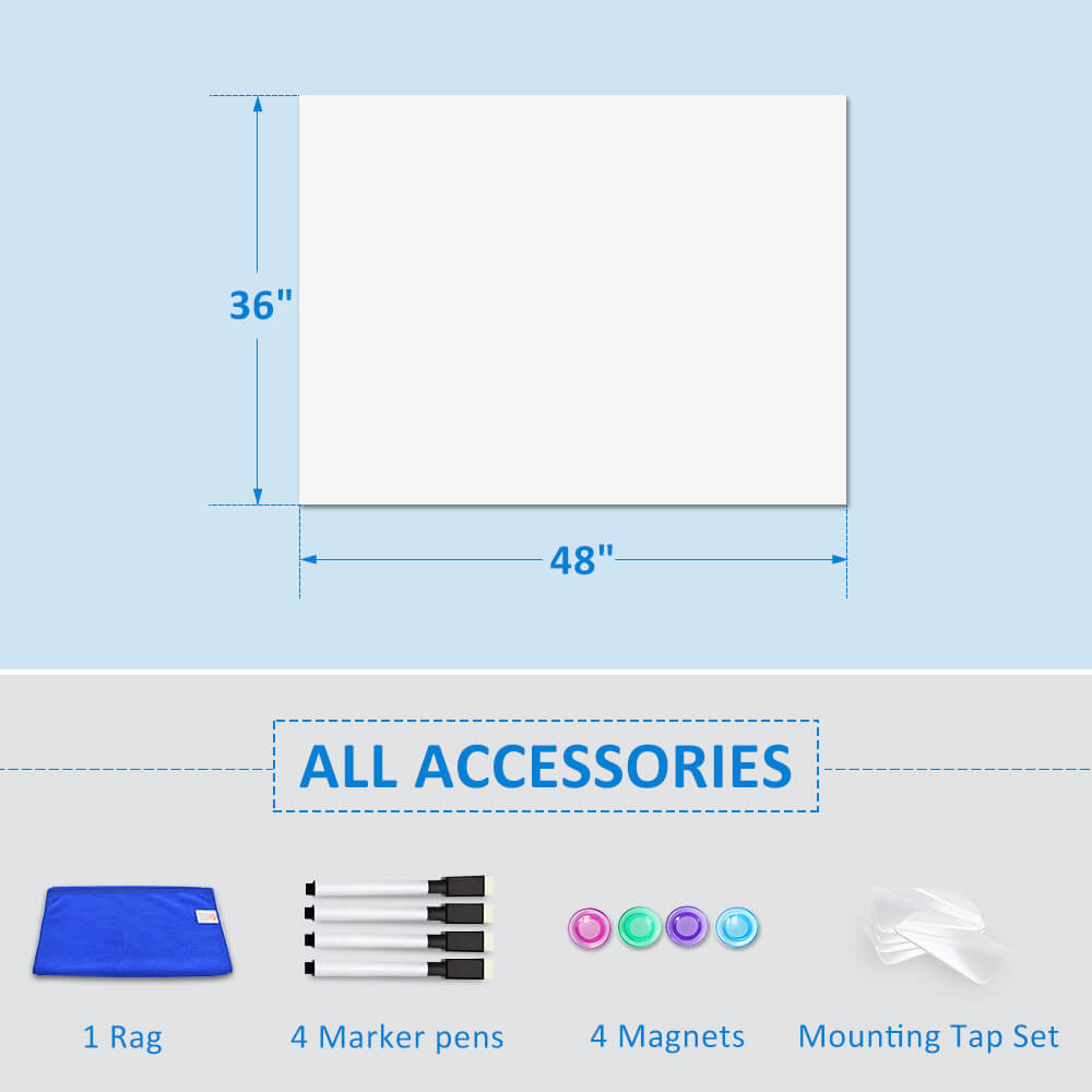 ZHIDIAN Whiteboard Contact Paper for Wall, Magnetic Receptive Dry Erase Board Sticker Sheet Wallpaper, Non-Adhesive Back