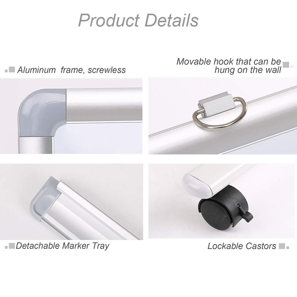 Magnetic Dry Erase Board Stand Removable Whiteboard Frame Double-sided
