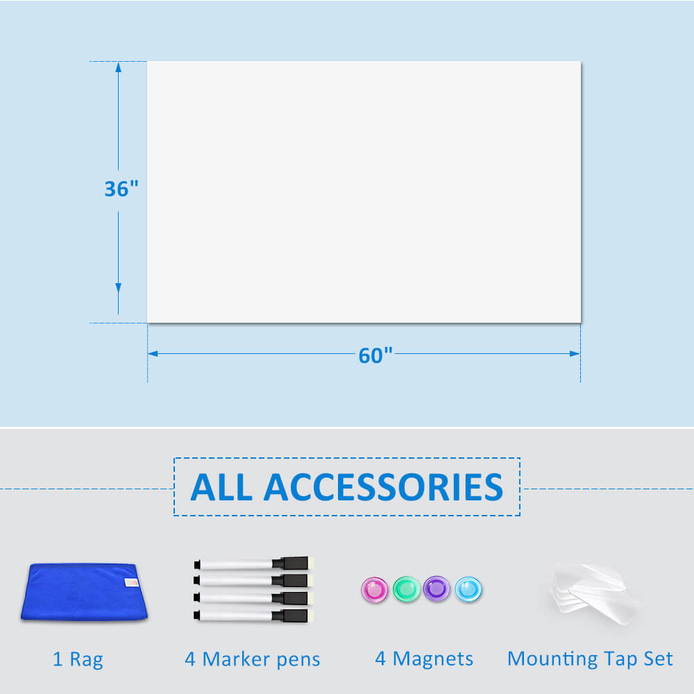 ZHIDIAN Whiteboard Contact Paper for Wall, Magnetic Receptive Dry Erase Board Sticker Sheet Wallpaper, Non-Adhesive Back