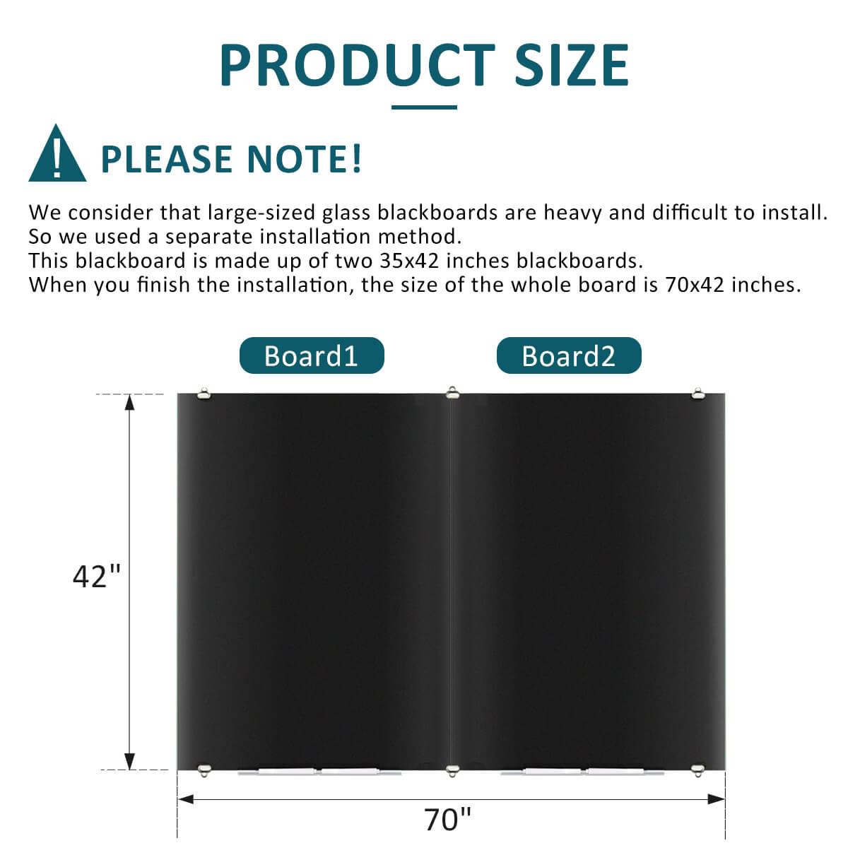 ZHIDIAN Black Glass Dry Erase Board, Magnetic Glass Whiteboard with Black Surface for Office School Home, 4 Markers, 1 Eraser, 4 Magnets