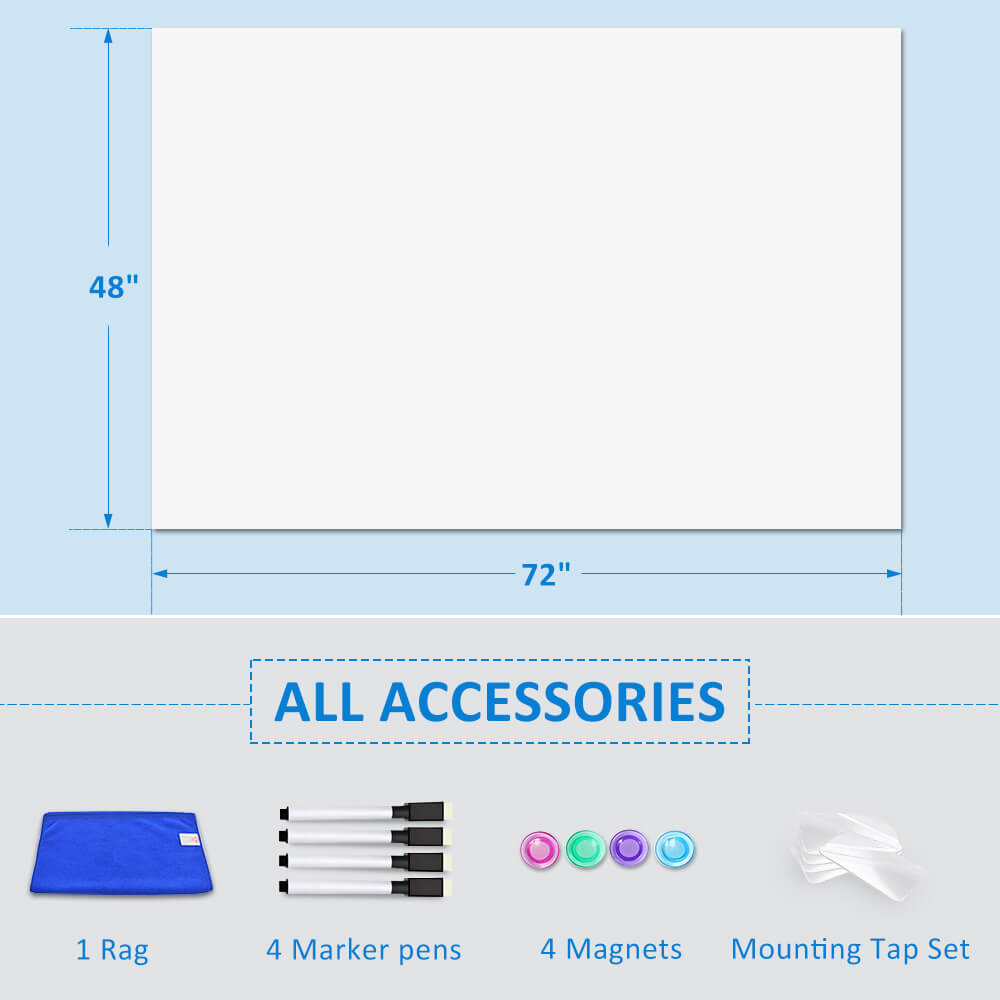 ZHIDIAN Whiteboard Contact Paper for Wall, Magnetic Receptive Dry Erase Board Sticker Sheet Wallpaper, Non-Adhesive Back
