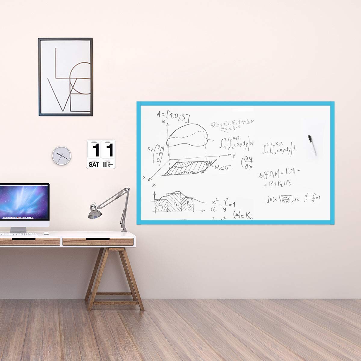ZHIDIAN Large Whiteboard Wall Sticker, 48 x 36 Inch Magnetic Removable Dry Erase Board Non-Adhesive Thick Wall Decal Paper, Includes 2 Markers, 6 Magnets