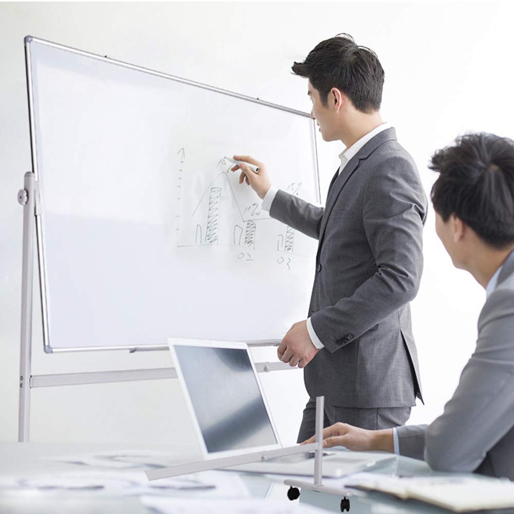 Double-sided Magnetic Mobile Whiteboard with Stand, Height-adjustable & Lockable Wheels, 48" x 36"
