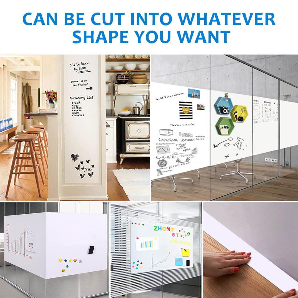 ZHIDIAN Whiteboard Contact Paper for Wall, Magnetic Receptive Dry Erase Board Sticker Sheet Wallpaper, Non-Adhesive Back