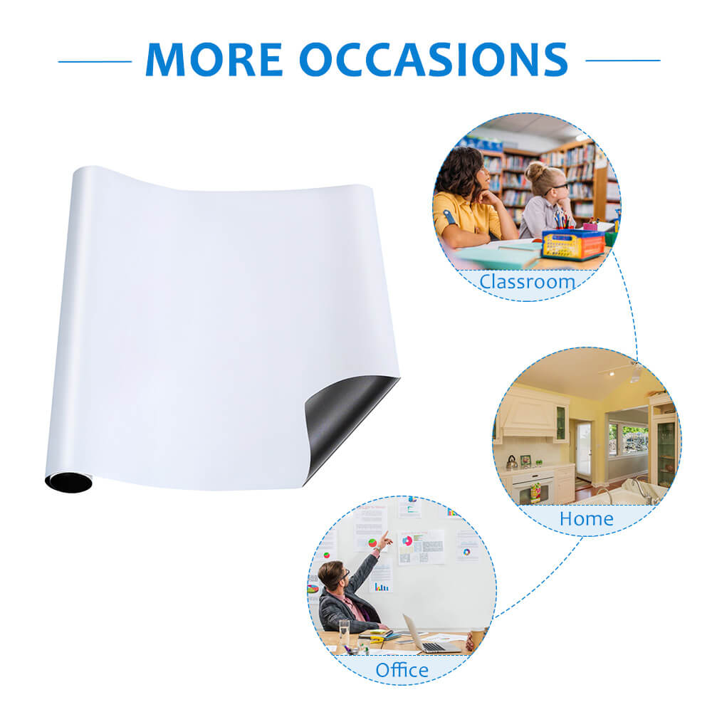 ZHIDIAN Whiteboard Contact Paper for Wall, Magnetic Receptive Dry Erase Board Sticker Sheet Wallpaper, Non-Adhesive Back