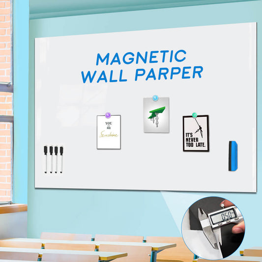 ZHIDIAN Whiteboard Contact Paper for Wall, Magnetic Receptive Dry Erase Board Sticker Sheet Wallpaper, Non-Adhesive Back