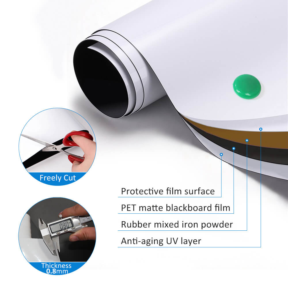 ZHIDIAN Whiteboard Contact Paper for Wall, Magnetic Receptive Dry Erase Board Sticker Sheet Wallpaper, Non-Adhesive Back